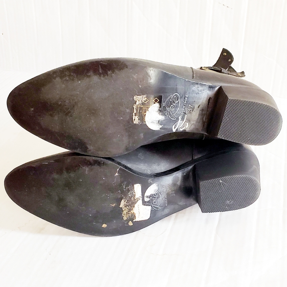 JOIE Leather Buckle Ankle Bootie Size 7 - Picture 5 of 6